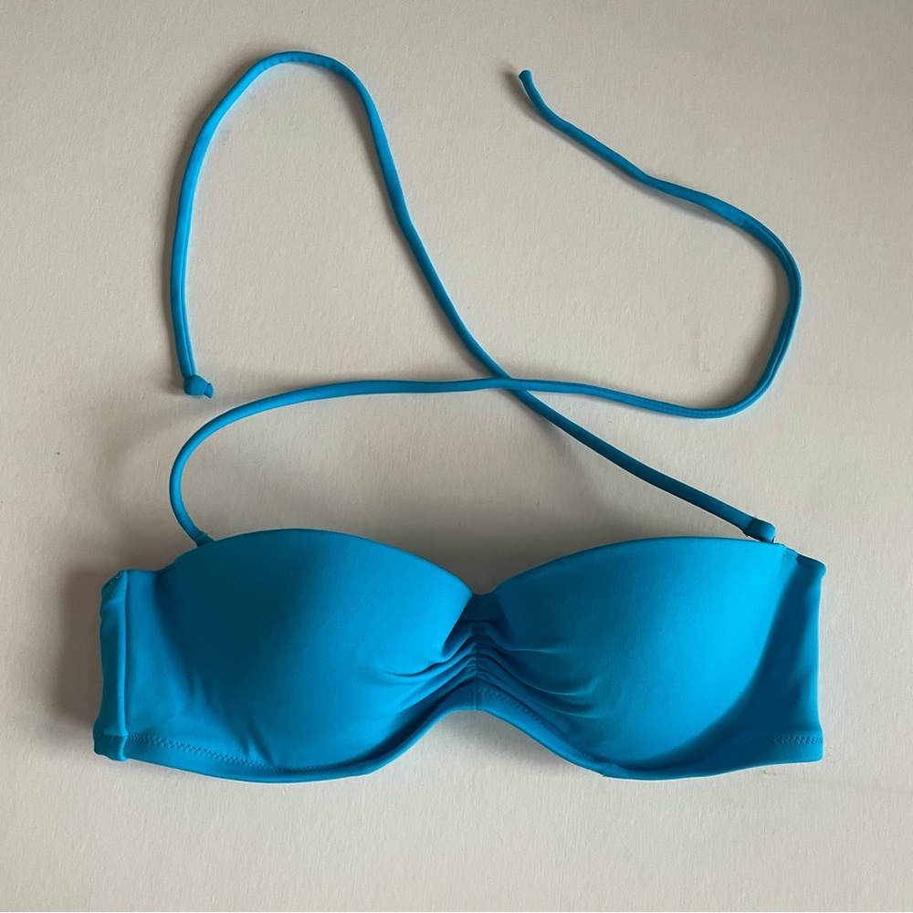 💚3/$15💚 32B Victoria Secret Blue Swim Bikini Top underwire strapless halter